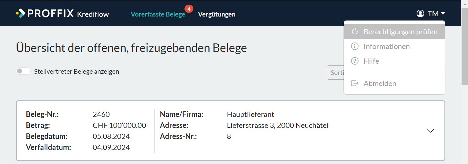 Krediflow_Berechtigungen prüfen