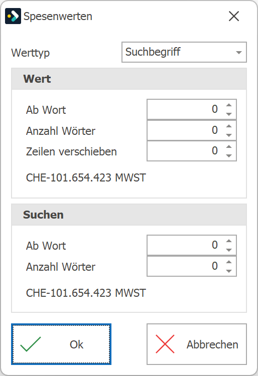Fibu_Spesen_Spesenwerte_Suchbegriff_ND