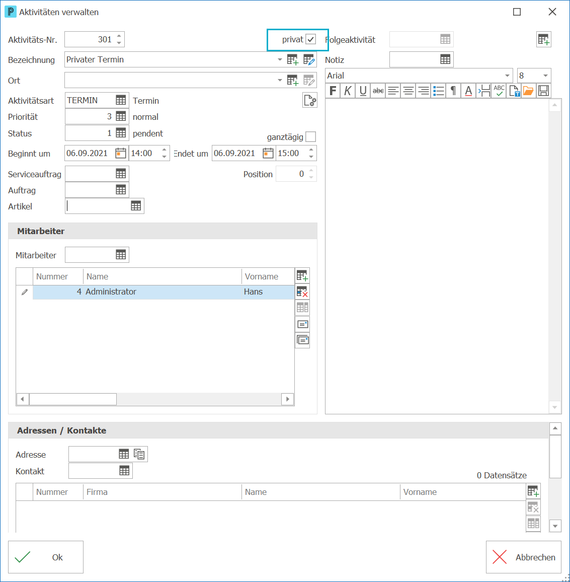 CRM_Privater Termin