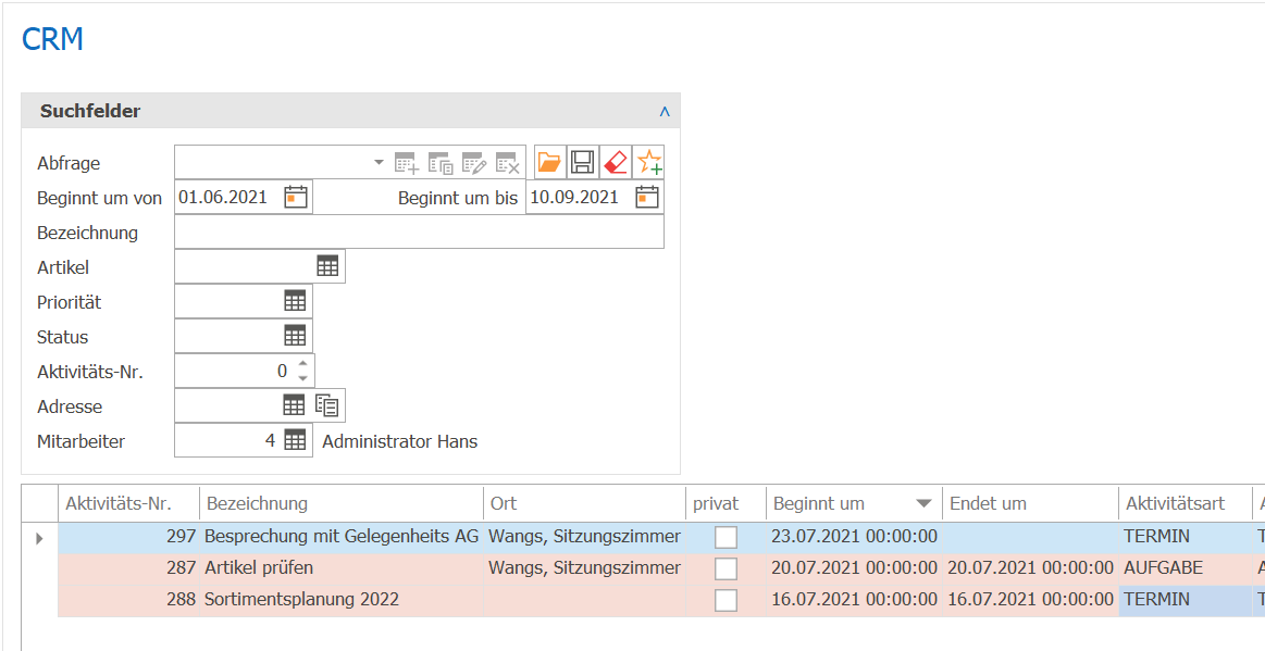 CRM_Privater Termin Tabelle TM