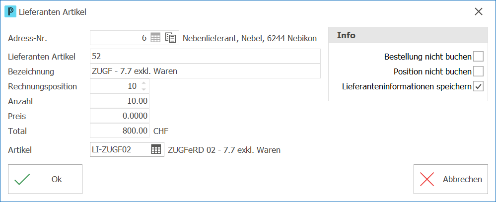Kre ZUGFeRD - Artikel nicht gefunden ND