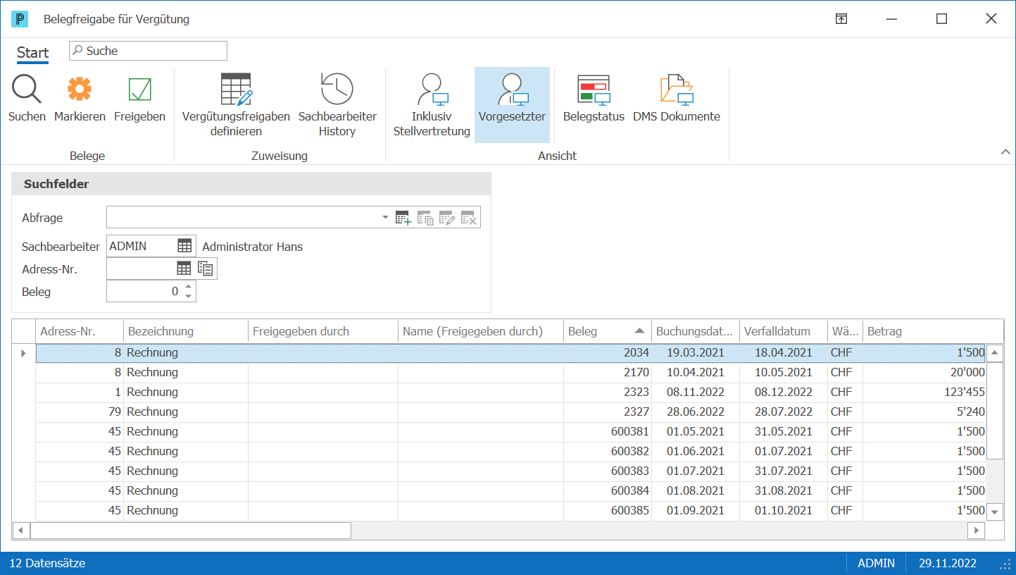 Kred_Ablehnen_Belegfreigabe zur Vergütung_Vorgesetzter_ND