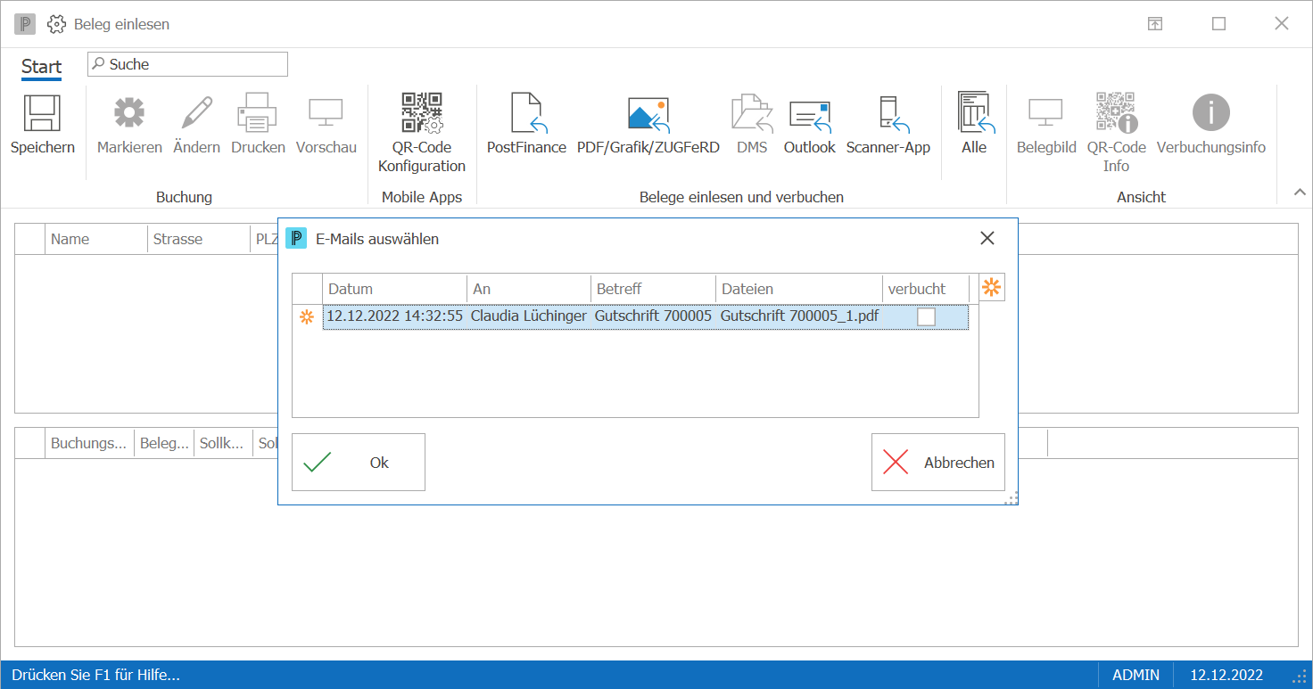 Kre_Beleg einlesen_Gutschrift über Outlook_ND