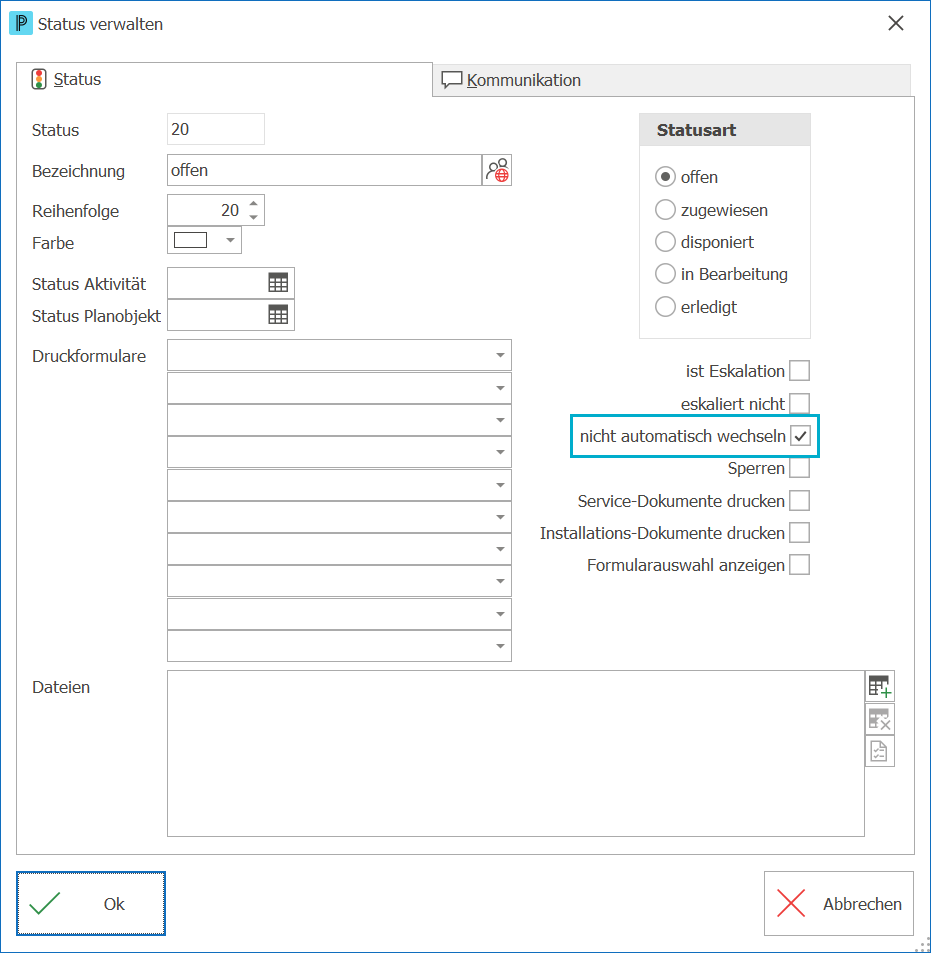 Service_Status verwalten_Auto_Wechsel