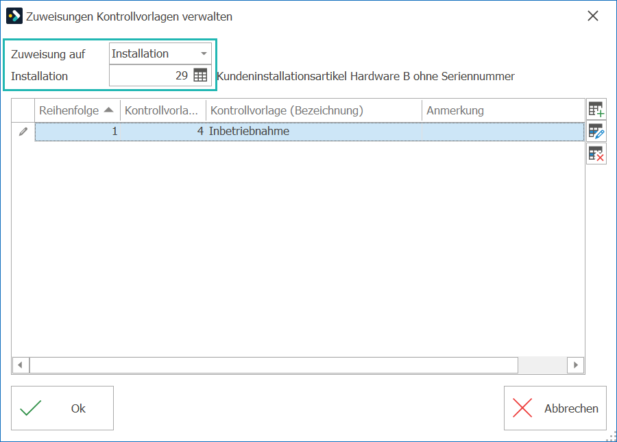 Zuweisung auf "Artikel"