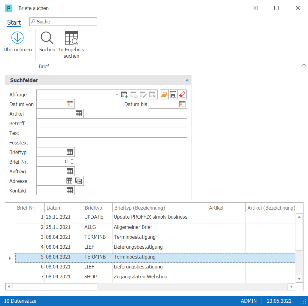 CRM_Briefe_suchen