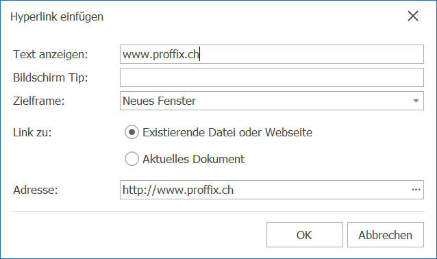 Hyperlink Webadresse