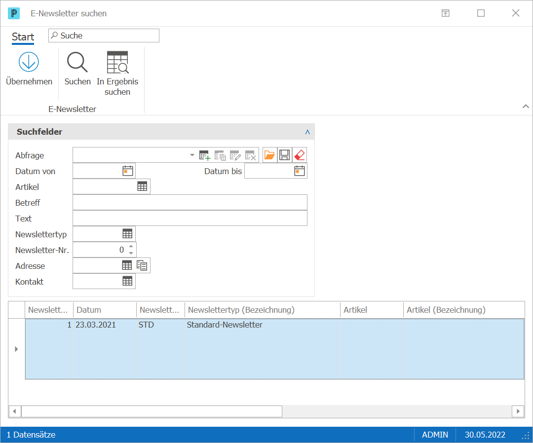 CRM_Newsletter_suchen