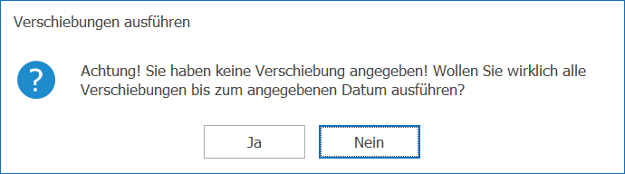 Artikel Verschiebung ausführen Warnhinweis