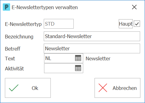 CRM_ENewslettertypen verwalten