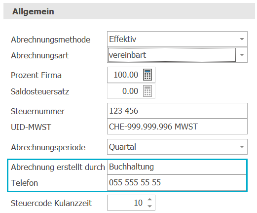 MWST_Abrechnung und Telefon