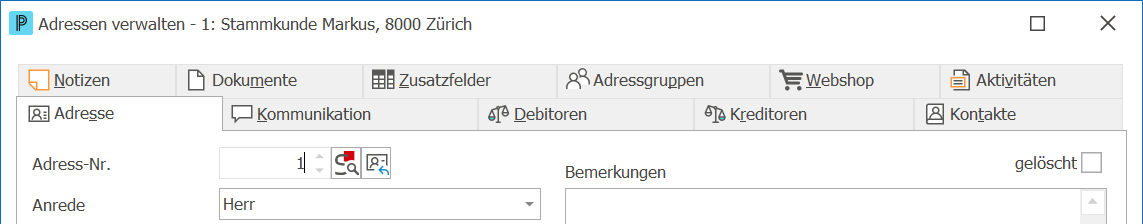 Adressen Register