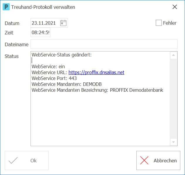 Treuhand-Protokoll verwalten