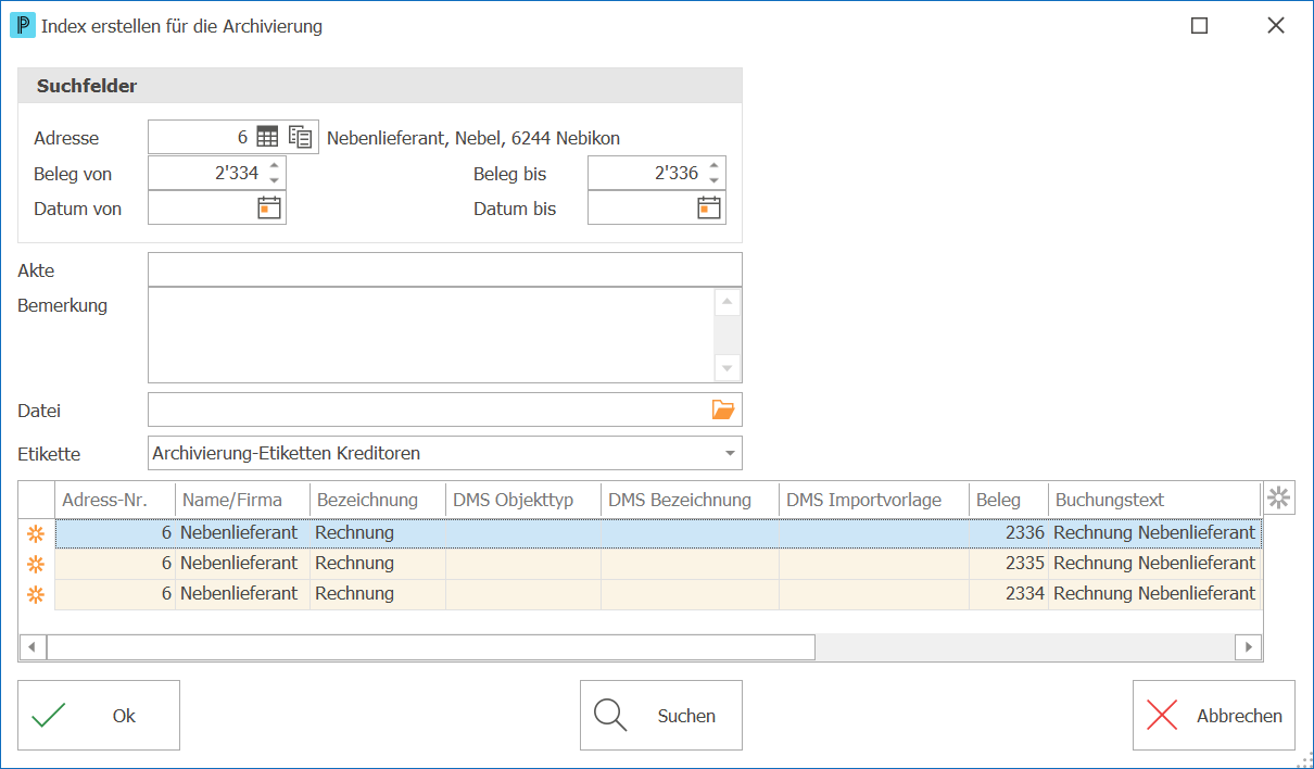 Kred_DMS_Index erstellen