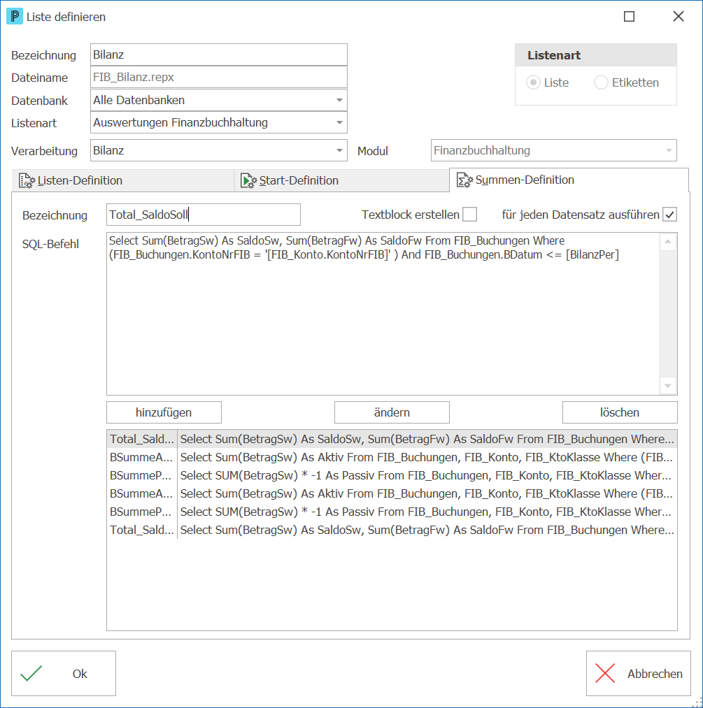 Listendesigner_Liste definieren_Summen-Definition