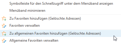 Allgemeine Favoriten hinzufügen
