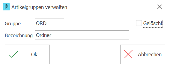 Lager Artikelgruppen verwalten