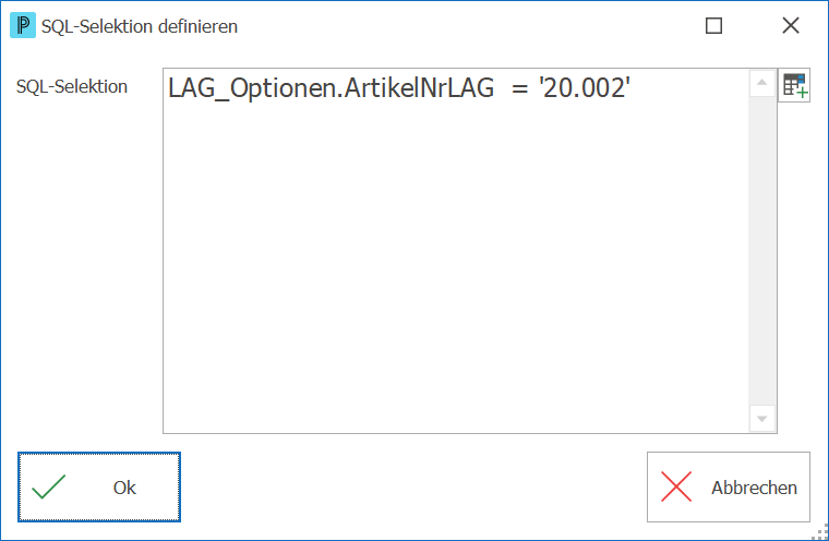Art_Artikel Infofenster editieren SQL
