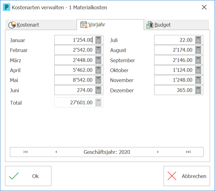 deb_kostenarten verwalten_Register Vorjahr