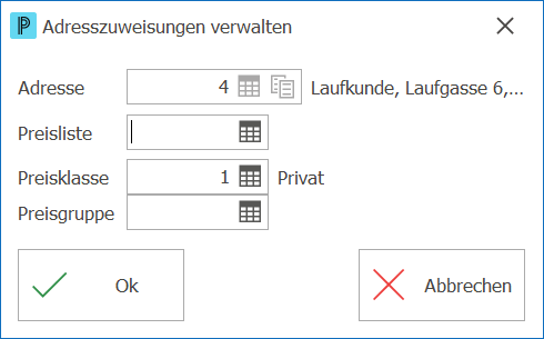 Preis_Extra_Adresszuweisung verwalten