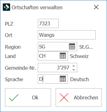 Ortschaften verwalten