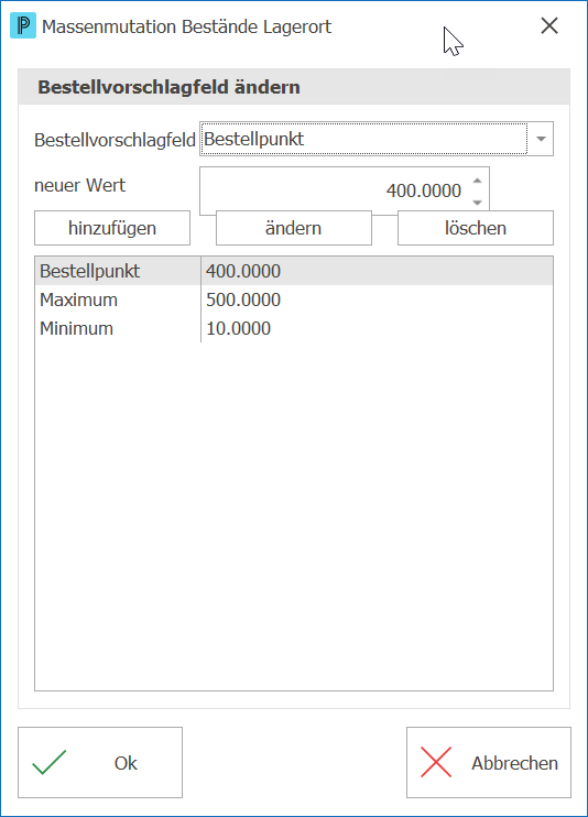 Lager Bestände Lagerort massenmutation