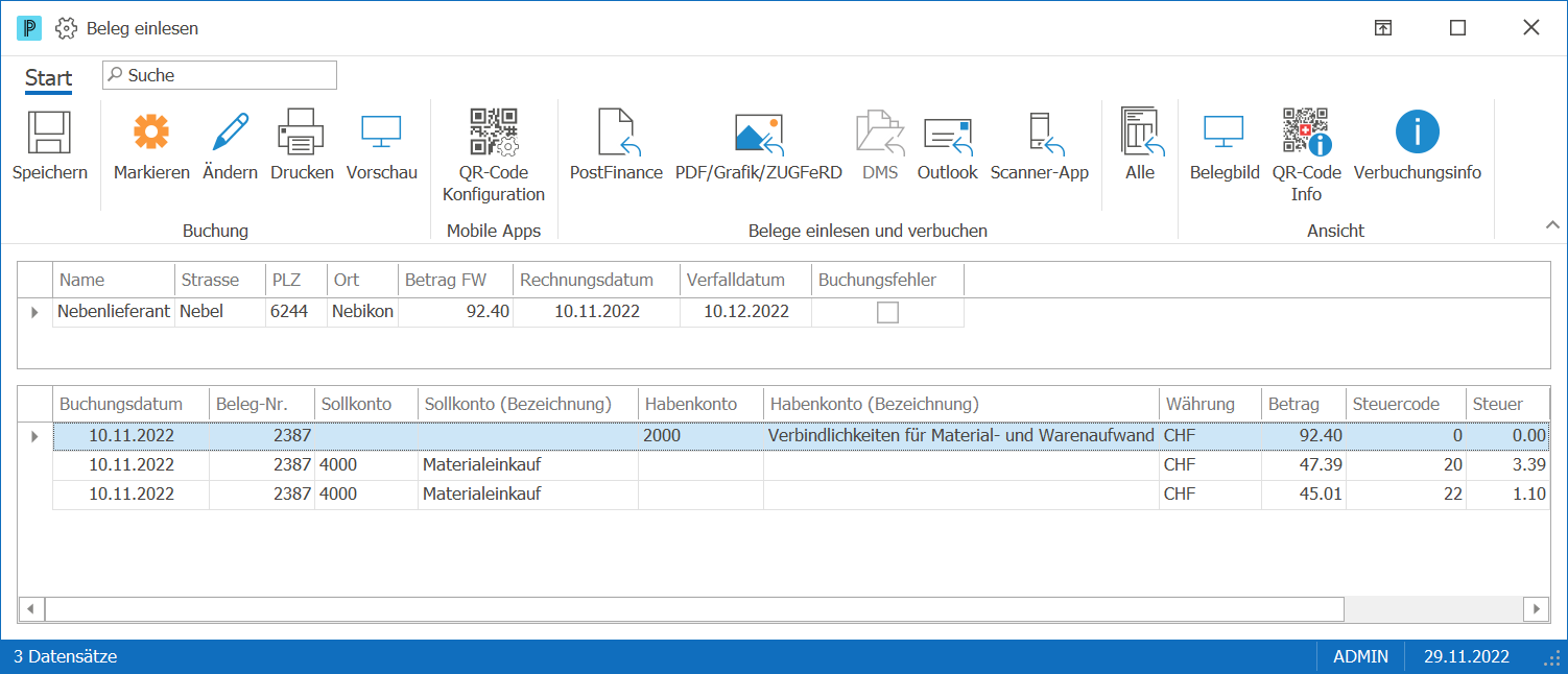 Kre_Beleg einlesen_Buchung PDF prüfen