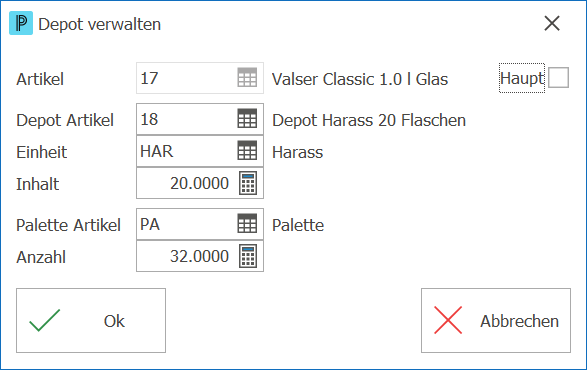 Artikel Depot verwalten