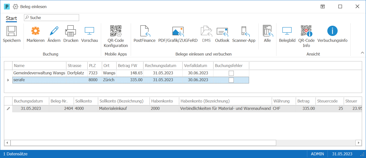 Kre_Beleg einlesen_Outlook_Buchungsvorschlag