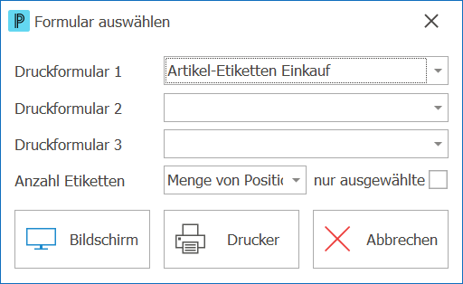 Einkauf Etiketten drucken
