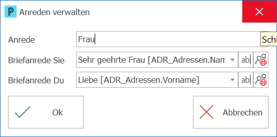 Anrede verwalten