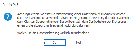 Sicherung zürückholen Hinweis