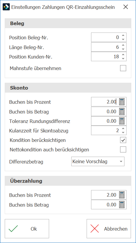Debi_Zahlung einlesen_Einstellungen QR-EZS