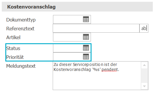 Service_Kostenvoranschlag_Status und Priorität