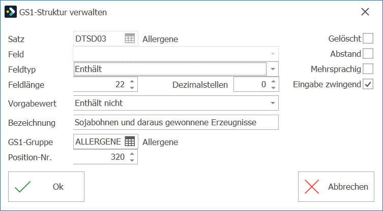 Lager GS1 Struktur verwalten