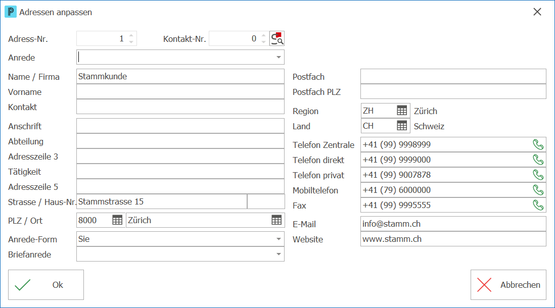 CRM_Briefe verwalten_Adressen anpassen