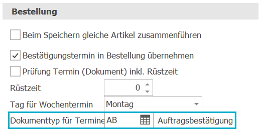 Einkauf_Bestellung_Dokumenttyp für Termin