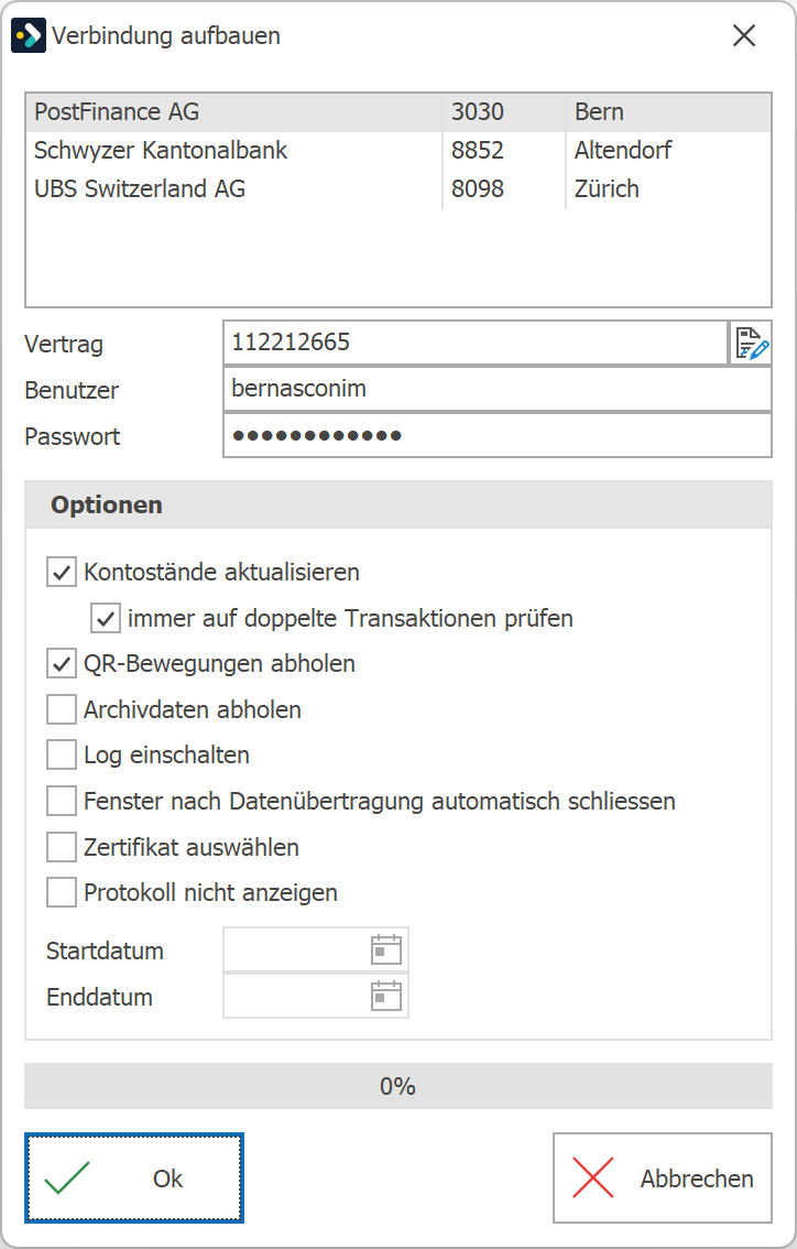 Fib_ebanking Verbindung aufbauen