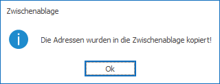 Datenaustausch Zwischenablage Meldung