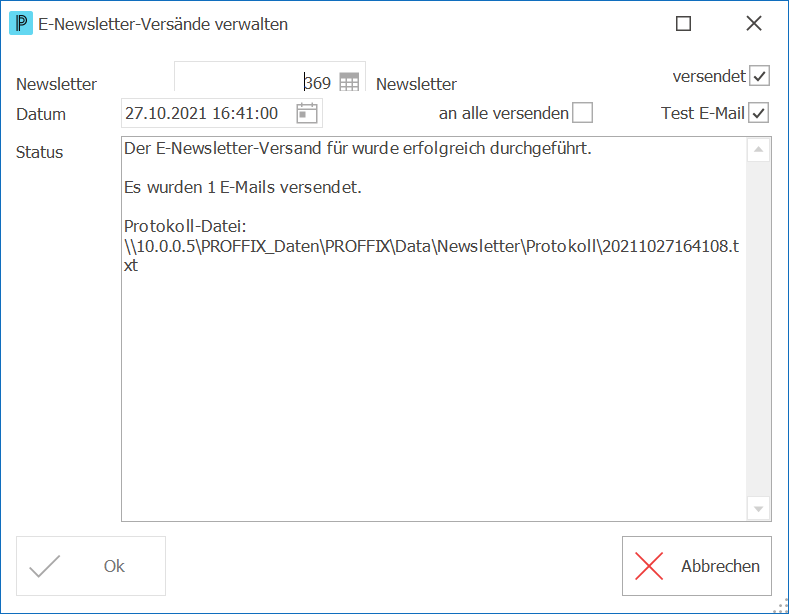 CRM_Newsletter_Versände verwalten