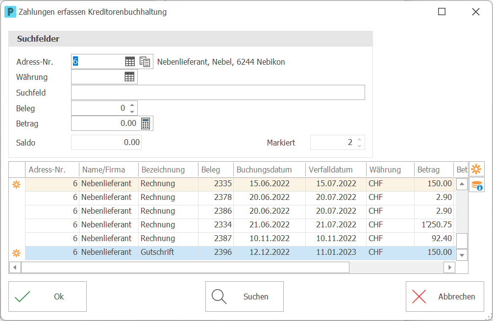 Kredi_Zahlung erfassen_RG und GS verrechnen