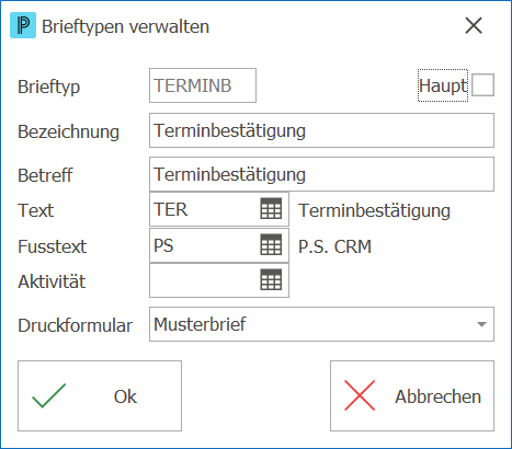 CRM_Brieftypen verwalten