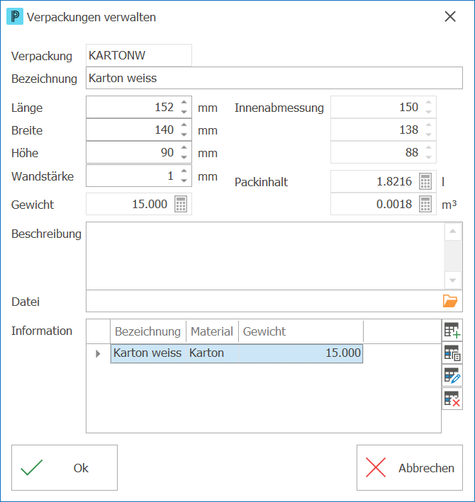 Lager Verpackungen verwalten