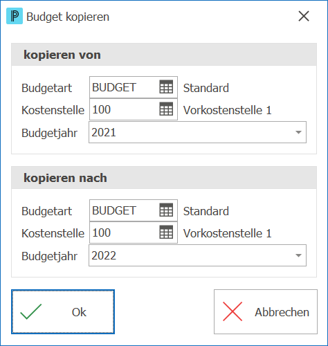 Fib_Budget kopieren_Kostenstelle