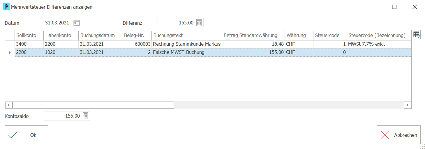 Fib_MWST_Differenzen anzeigen
