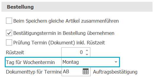 Einkauf_Bestellung_Tag für Wochentermin