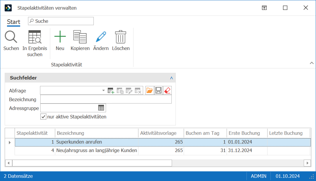 CRM_Newsletter_Extras_Stapelaktivitäten verwalten