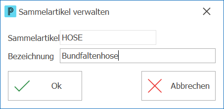 Sammelartikel verwalten