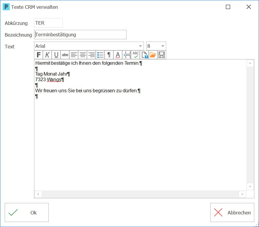 CRM_Texte verwalten