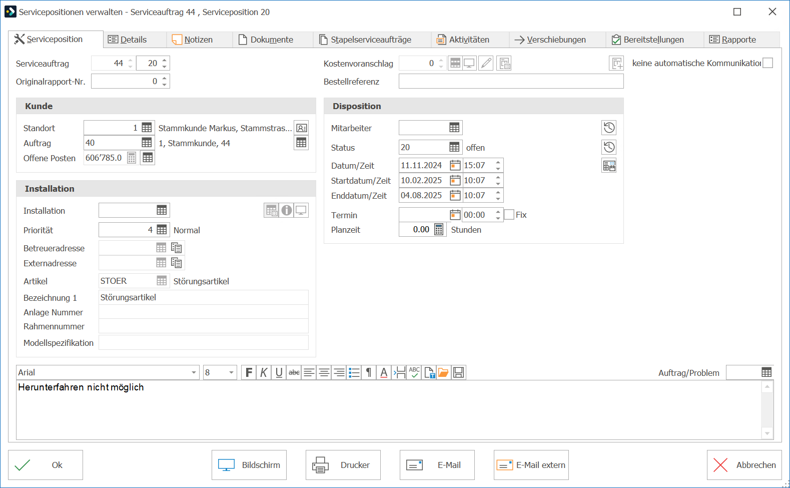 Service_Neuer Serviceauftrag_Neue Serviceposition
